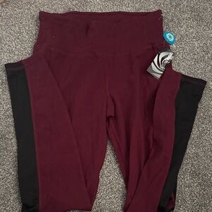 Women's Burgundy and Black Leggings